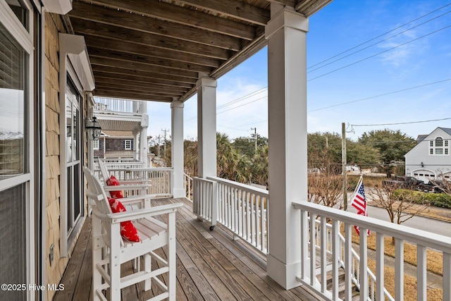 deck featuring covered porch