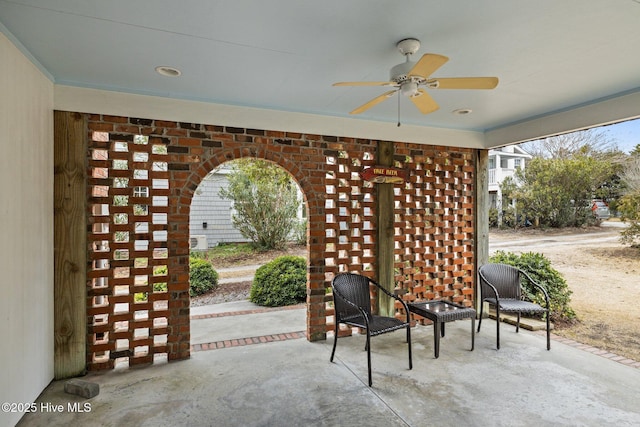 view of patio / terrace featuring ceiling fan