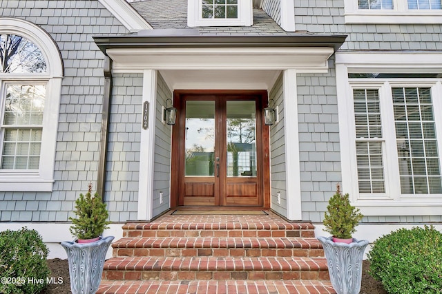 property entrance with french doors