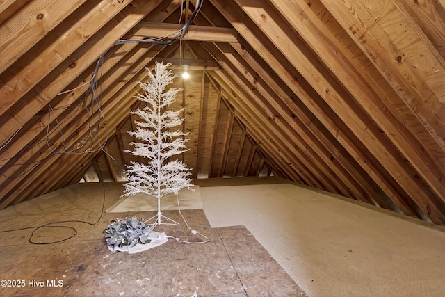 view of unfinished attic