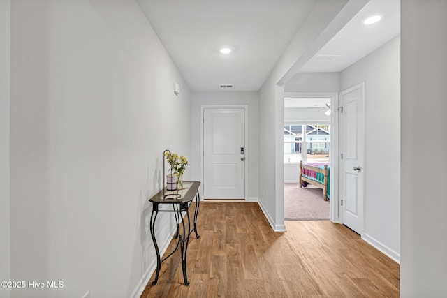 hall featuring light hardwood / wood-style floors