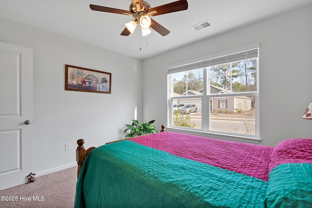 bedroom with carpet and ceiling fan