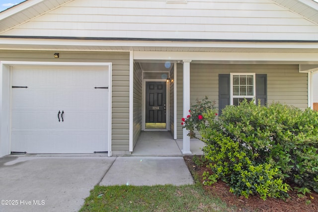 property entrance with an attached garage