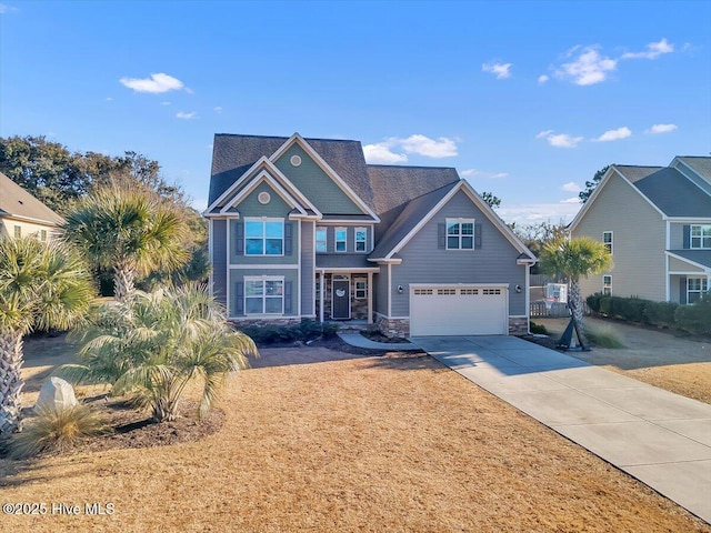 craftsman inspired home featuring a garage