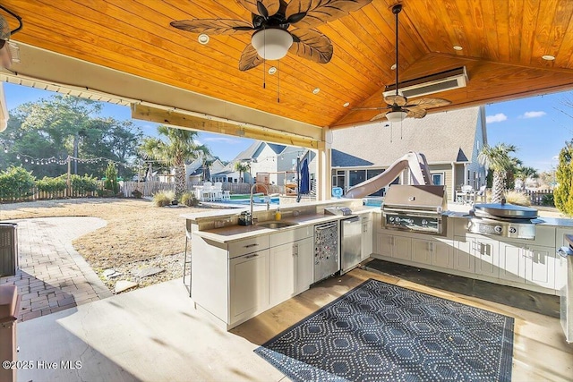 view of patio / terrace with area for grilling, grilling area, and sink