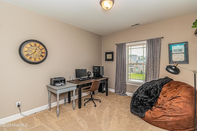 view of carpeted office space