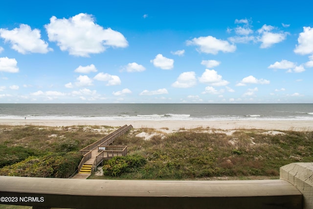 view of water feature featuring a view of the beach