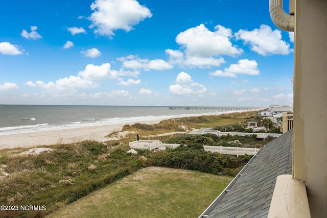 view of water feature featuring a beach view