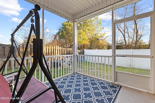 view of unfurnished sunroom