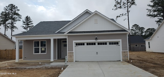 craftsman inspired home featuring a garage