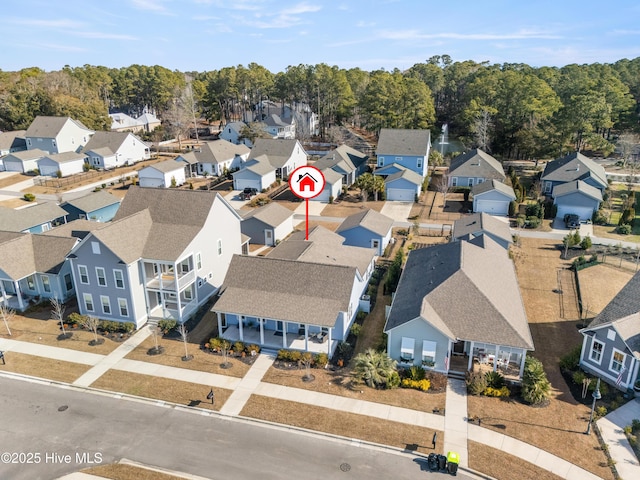 bird's eye view with a residential view