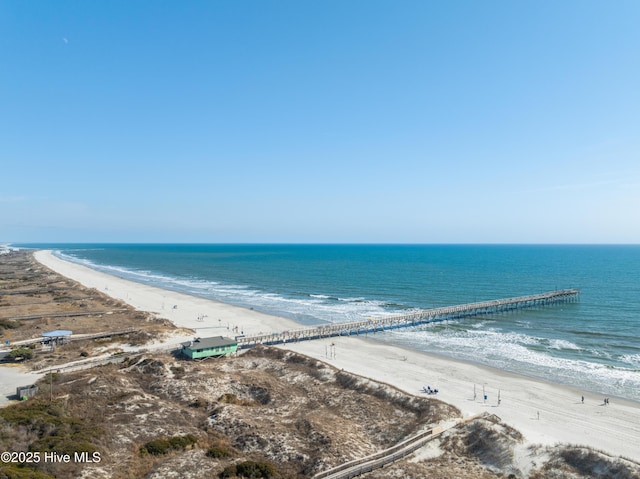 property view of water featuring a beach view