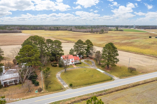 aerial view featuring a rural view