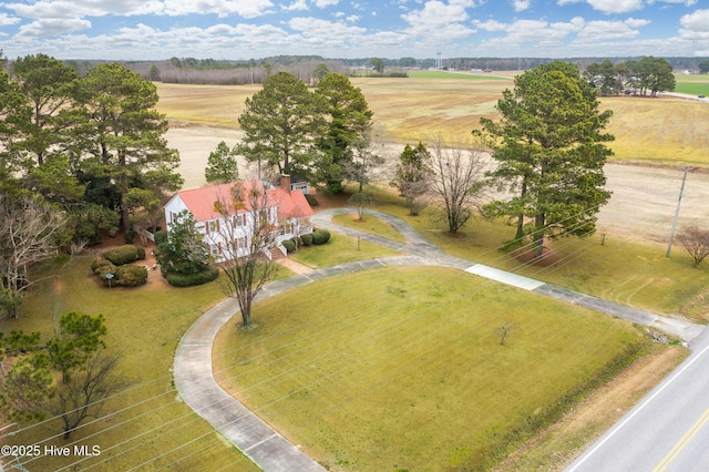 aerial view featuring a rural view