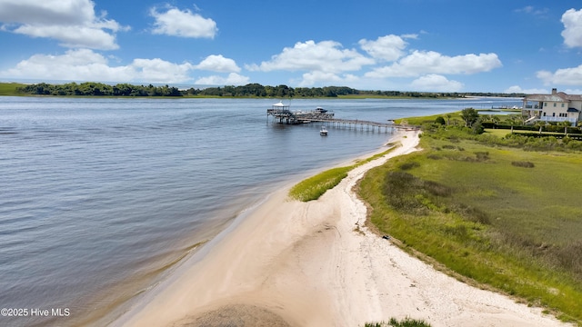 property view of water with a boat dock