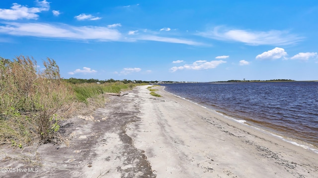 property view of water with a beach view