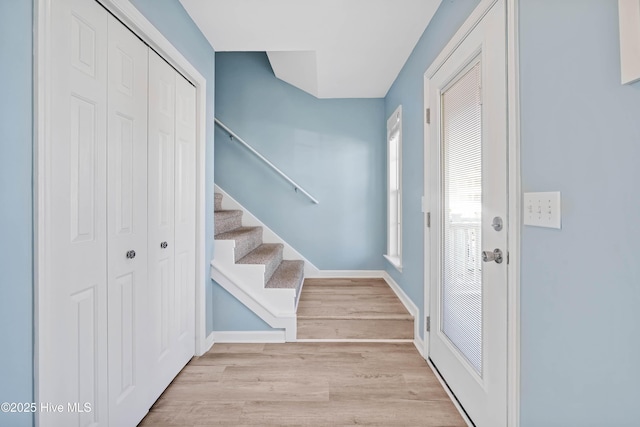 entryway with light wood-type flooring