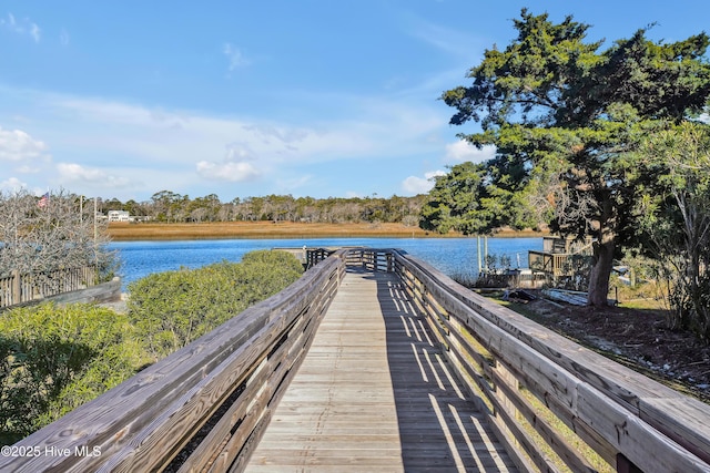 dock area featuring a water view