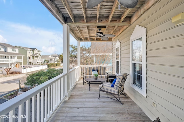 deck featuring ceiling fan