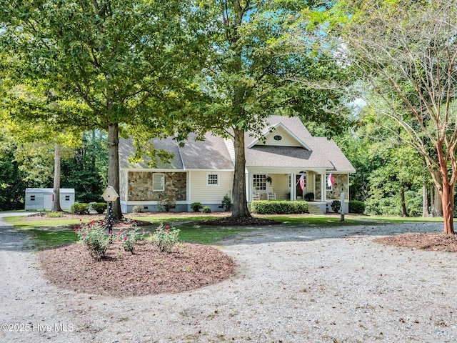 view of front facade featuring covered porch