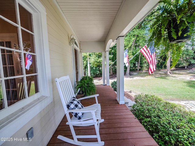 deck with a porch