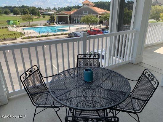 balcony with a patio area