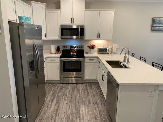 kitchen featuring white cabinetry, sink, and appliances with stainless steel finishes