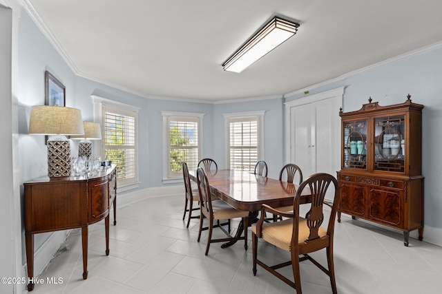 dining room with ornamental molding