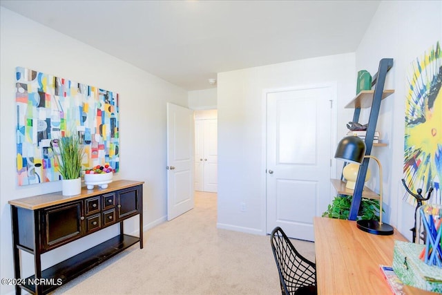 view of carpeted home office