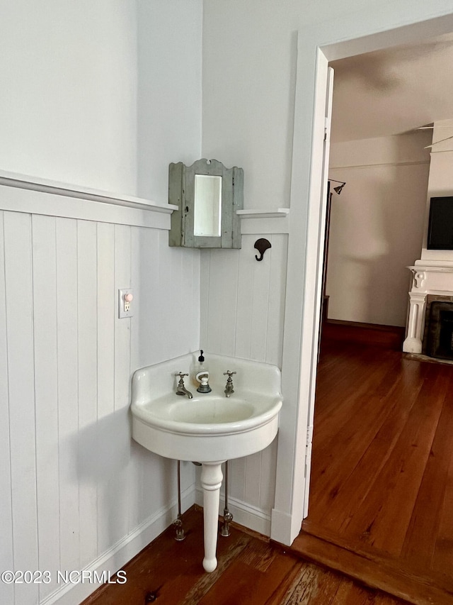 bathroom featuring wood-type flooring