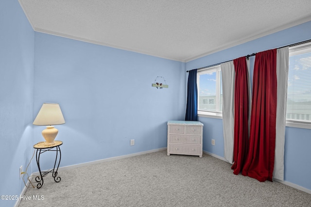 interior space with a textured ceiling