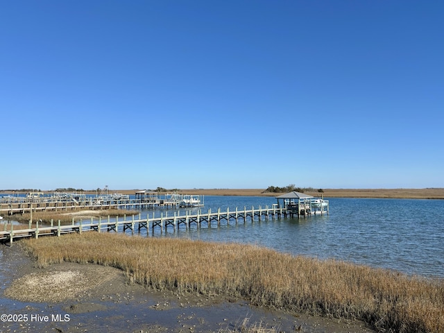 view of dock featuring a water view