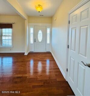 foyer with dark wood-type flooring