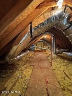 view of unfinished attic