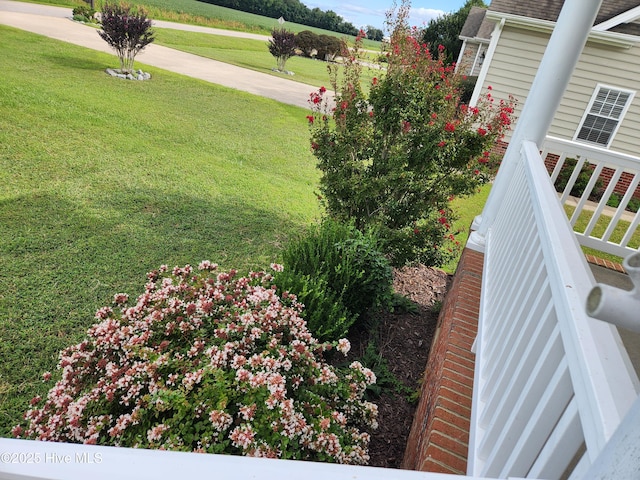 view of yard featuring covered porch