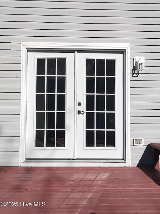 doorway to property with french doors