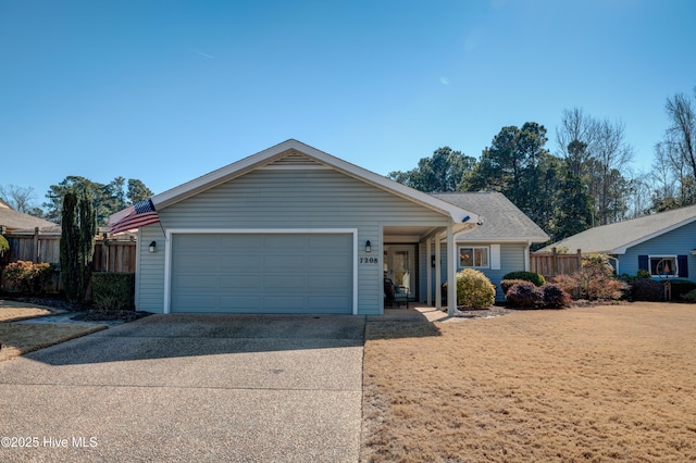 single story home with a garage