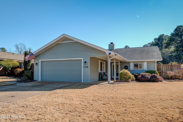 single story home featuring a garage