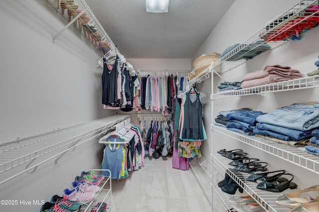 spacious closet with carpet flooring