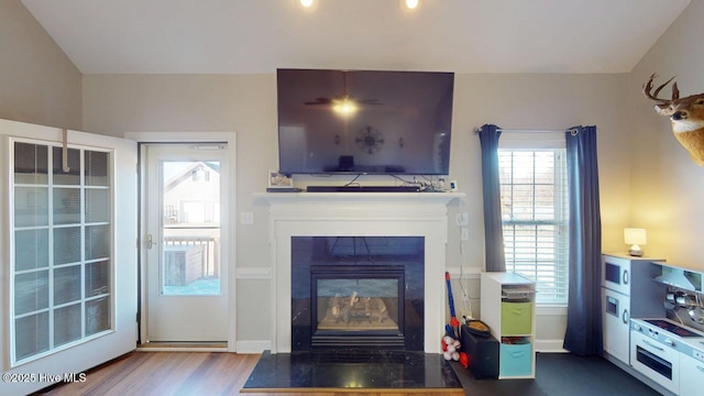 living room with hardwood / wood-style floors