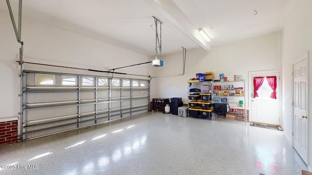 garage with a garage door opener