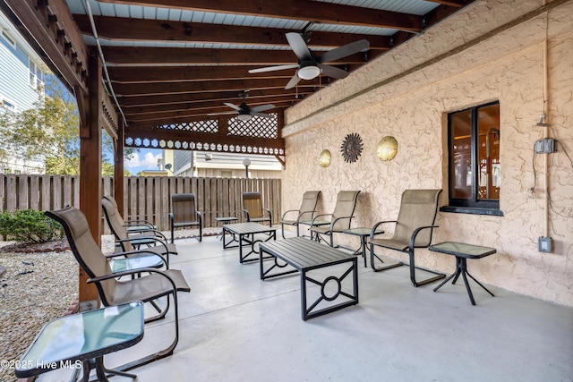 view of patio / terrace featuring ceiling fan