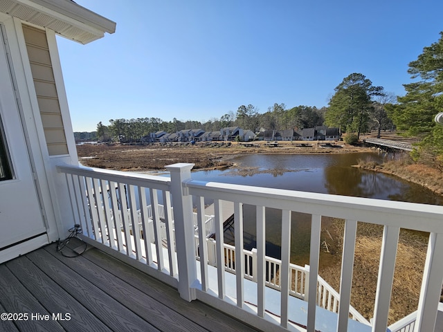 deck with a water view