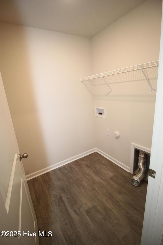400 King Creek Dr, Havelock, NC 28532 - laundry area featuring baseboards, laundry area, hookup for a washing machine, and dark wood-type flooring