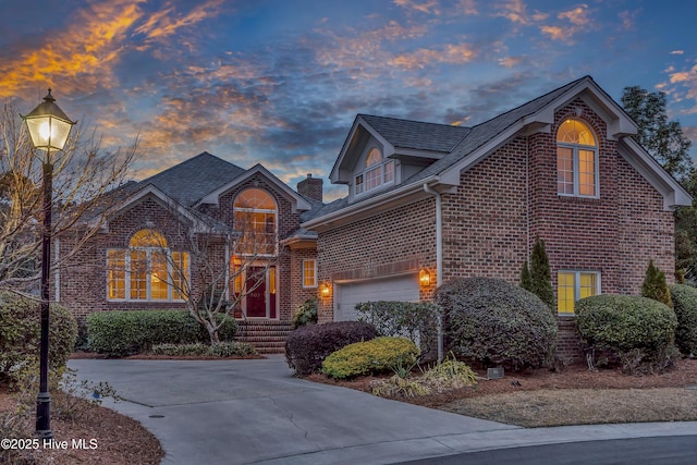 view of front property with a garage