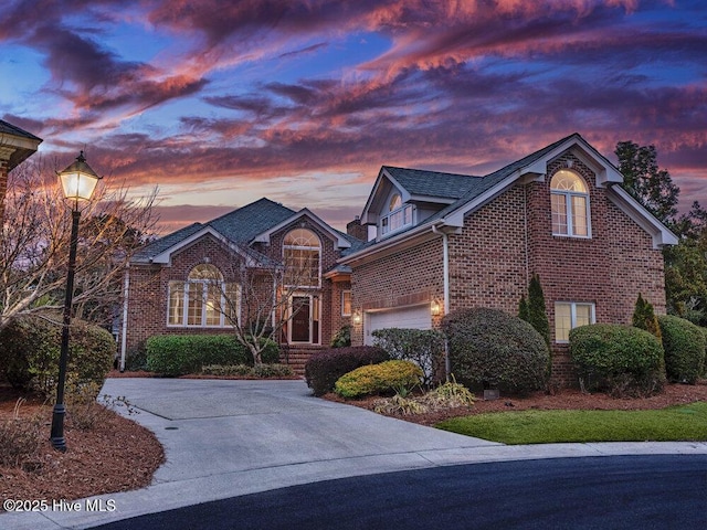 front of property with a garage