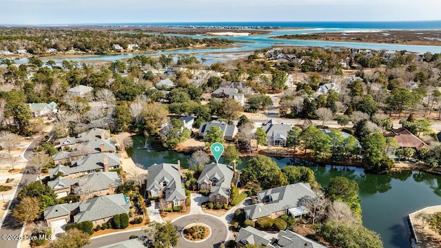 bird's eye view featuring a water view