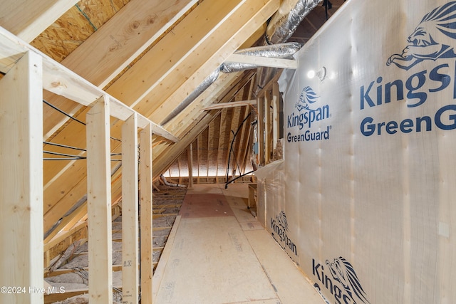 view of unfinished attic