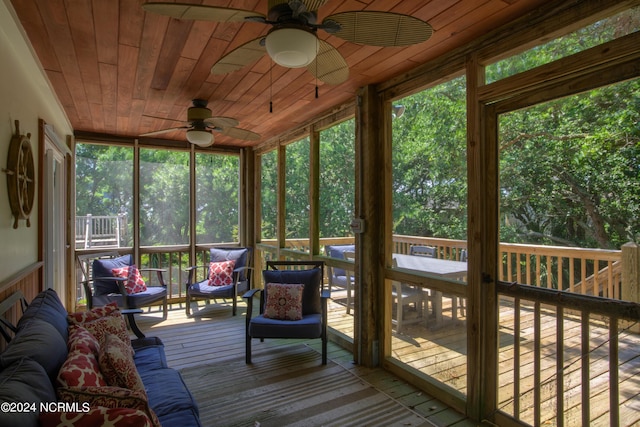 1981 New River Inlet Rd, North Topsail Beach, NC 28460 - sunroom / solarium featuring ceiling fan, healthy amount of natural light, and an outdoor living space