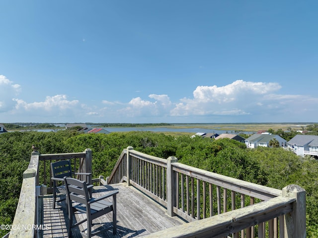 1981 New River Inlet Rd, North Topsail Beach, NC 28460 - wooden deck with a water view